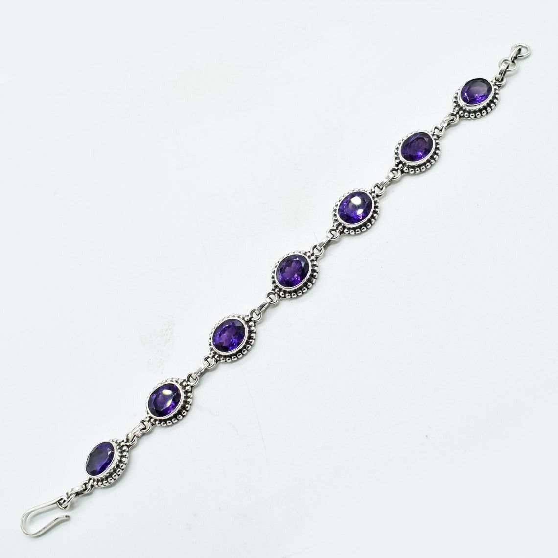 Handmade Genuine Amethyst Gemstone Bracelet, February Birthstone Size ONE SIZE - 5 Thumbnail
