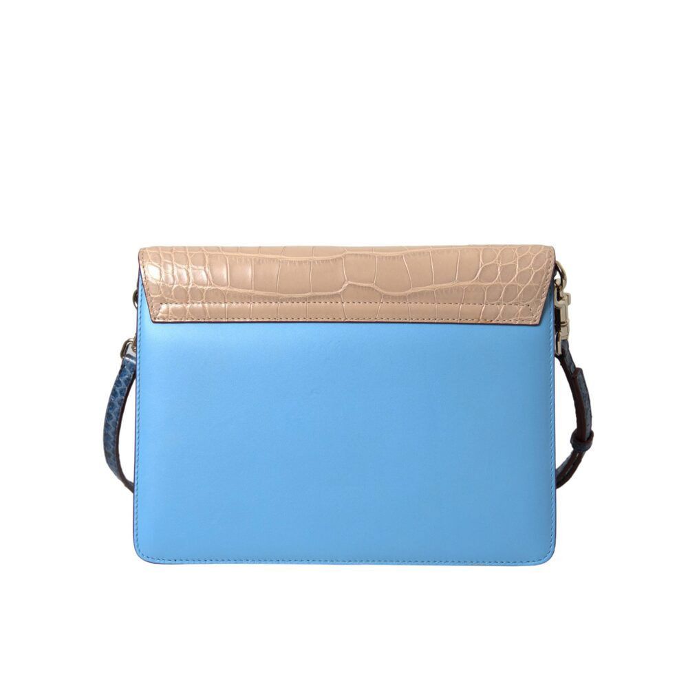 Dolce & Gabbana Dolce & Gabbana Blue Beige Exotic Leather LUCIA Crossbody Pu Size ONE SIZE - 4 Thumbnail