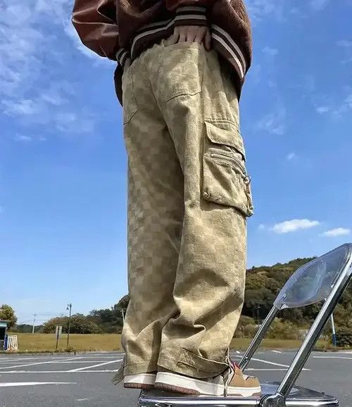 Japanese Brand Elastic Waist Mens Chessboard Wide Leg Jeans Size US 30 / EU 46 - 1 Thumbnail