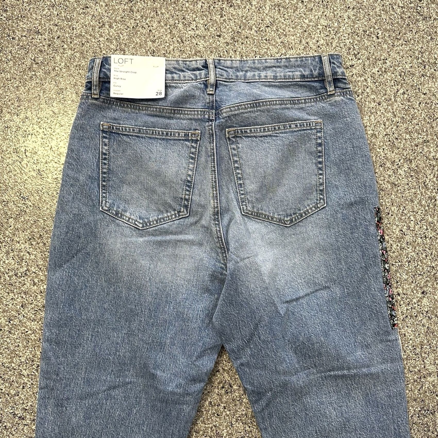 Loft LOFT Jeans Womens 6 28x27 Straight Crop High Rise Patchwork Stretch Denim Blue 5-Pocket Womens Jeans Size 28" / US 6 / IT 42 - 4 Thumbnail