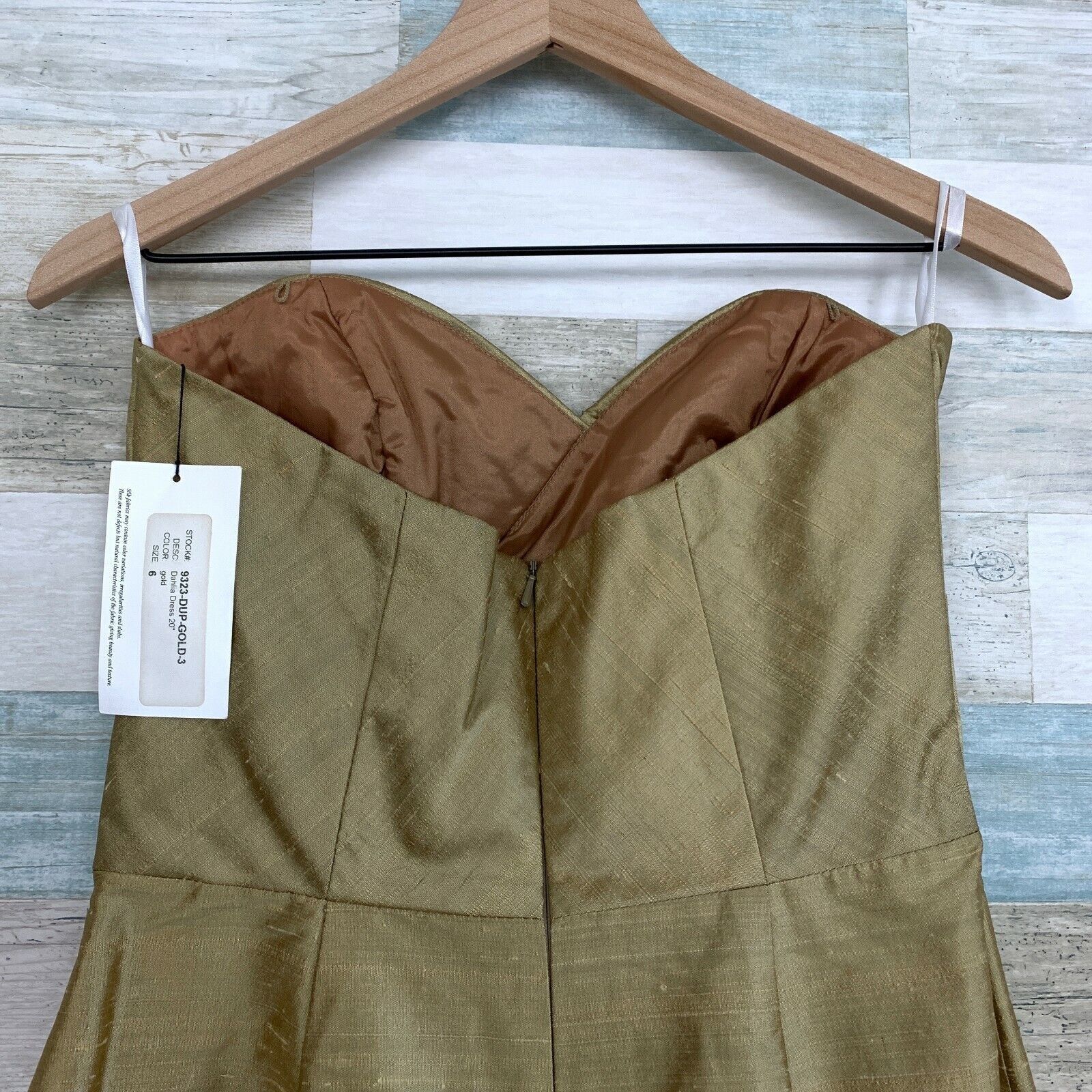 Other Siri Dupioni Pure Silk Ruched Cocktail Dress Gold Strapless Size M / US 6-8 / IT 42-44 - 5 Thumbnail