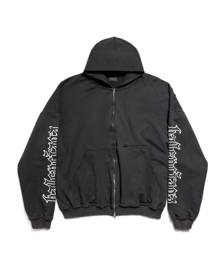 Balenciaga Balenciaga Blackletter Script Pulled Zip-Up Hoodie Large Size US XS / EU 42 / 0 - 3 Thumbnail