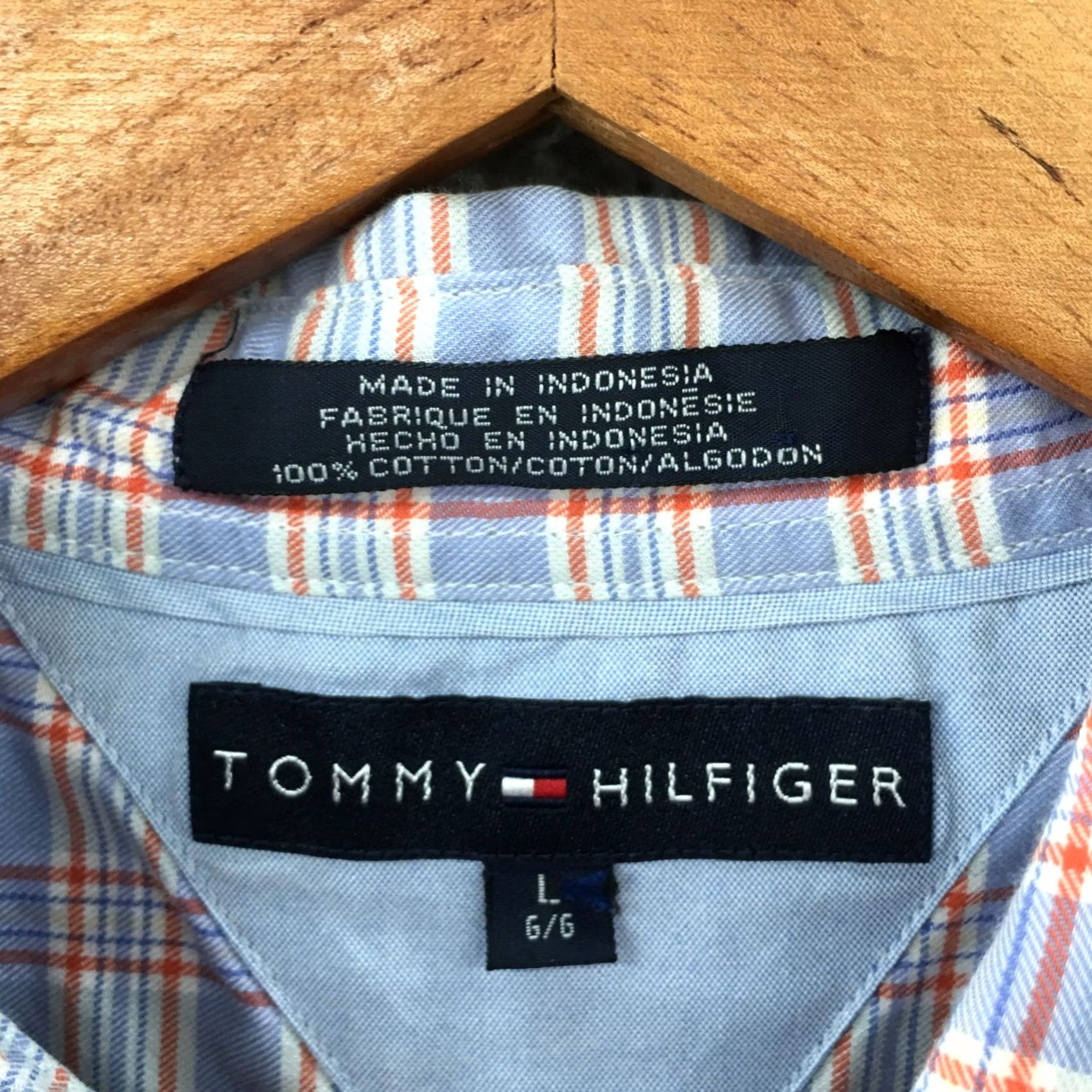 Tommy Hilfiger Tommy Hilfiger Long Sleeve Button Up Mens Large Blue Plaid Cotton Casual Collar Shirt Size US L / EU 52-54 / 3 - 6 Thumbnail
