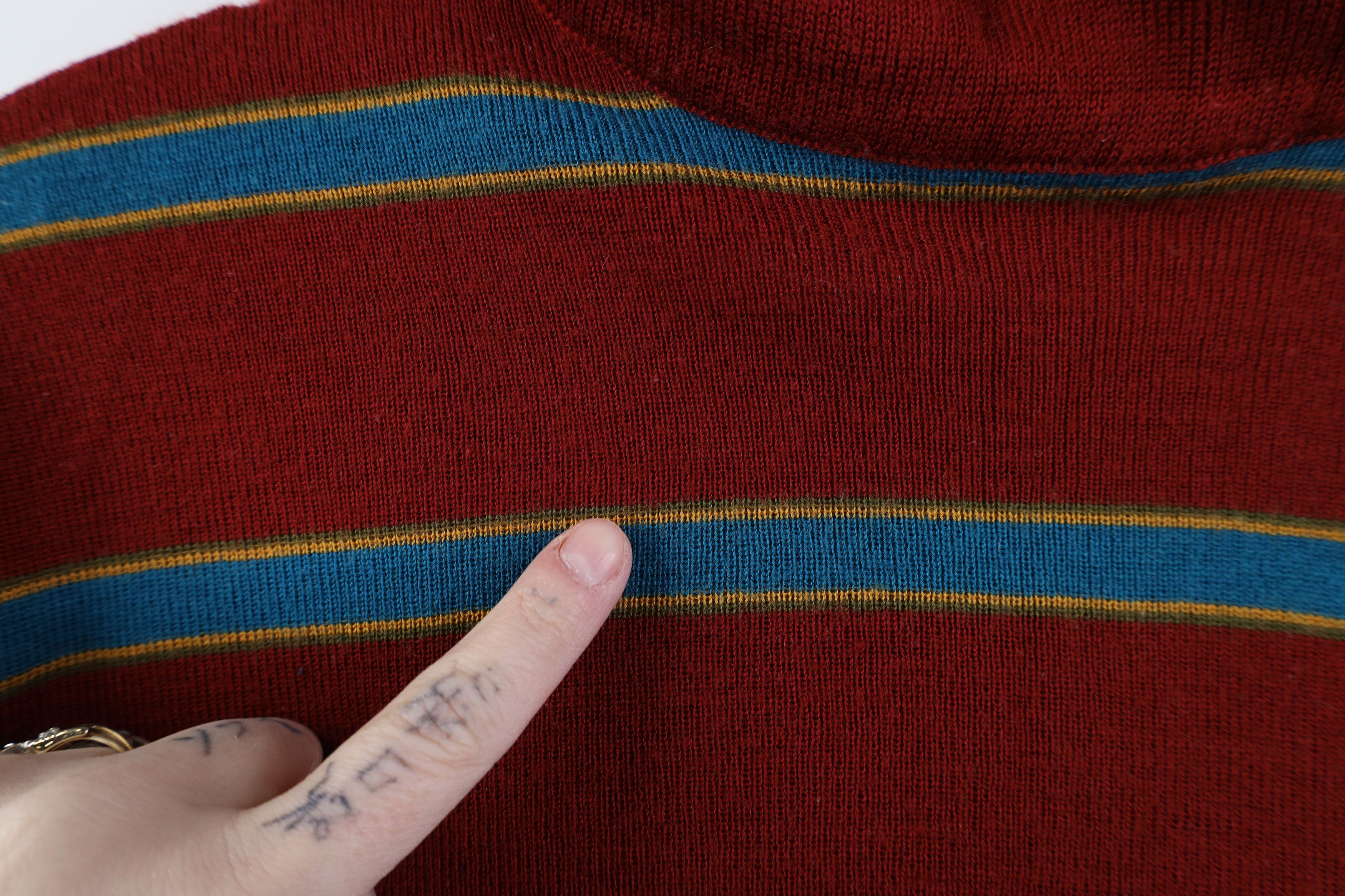 Vintage Vintage 70s Streetwear Blend Knit Striped Turtleneck Sweater Size L / US 10 / IT 46 - 5 Thumbnail