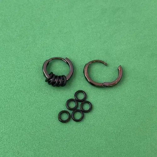 Designer × Jewelry Small Hoop Earrings for Men Women,Black Hoop Earrings Size ONE SIZE - 3 Thumbnail