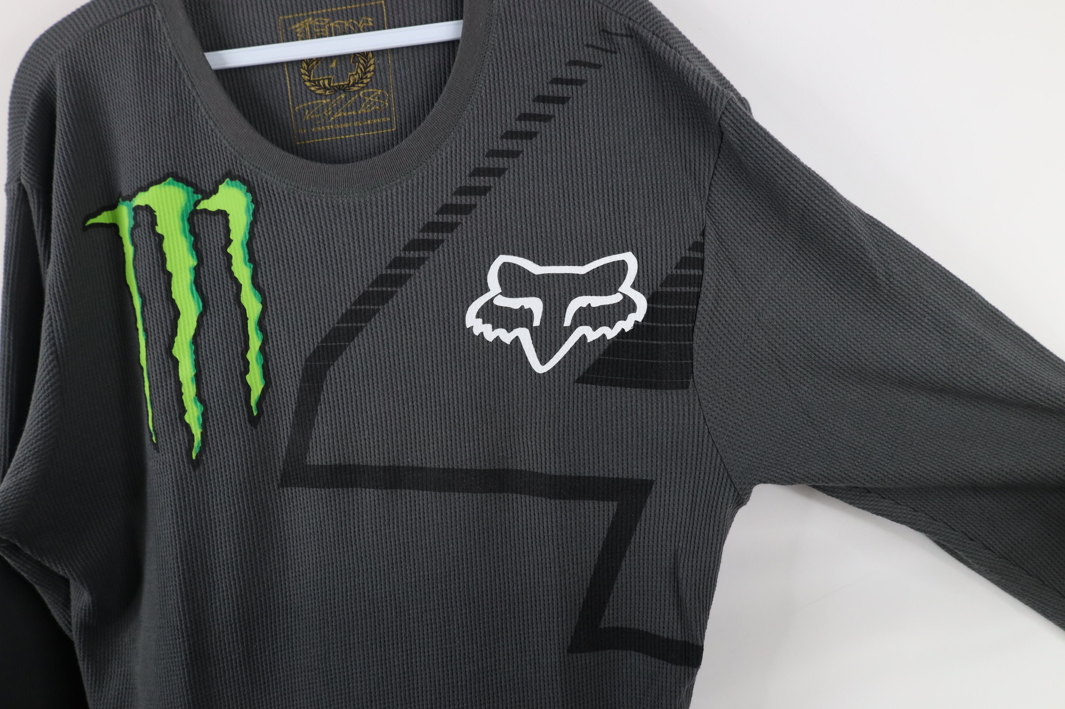 Fox Racing × Vintage Fox Racing x Monster Energy Thermal Waffle Knit T-Shirt Size US XL / EU 56 / 4 - 6 Thumbnail