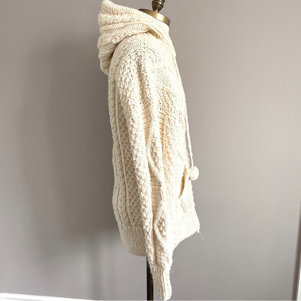 Vintage Handmade Peruvian Cable Knit Hooded Wool Full-Zip Cardigan Size M / US 6-8 / IT 42-44 - 6 Thumbnail