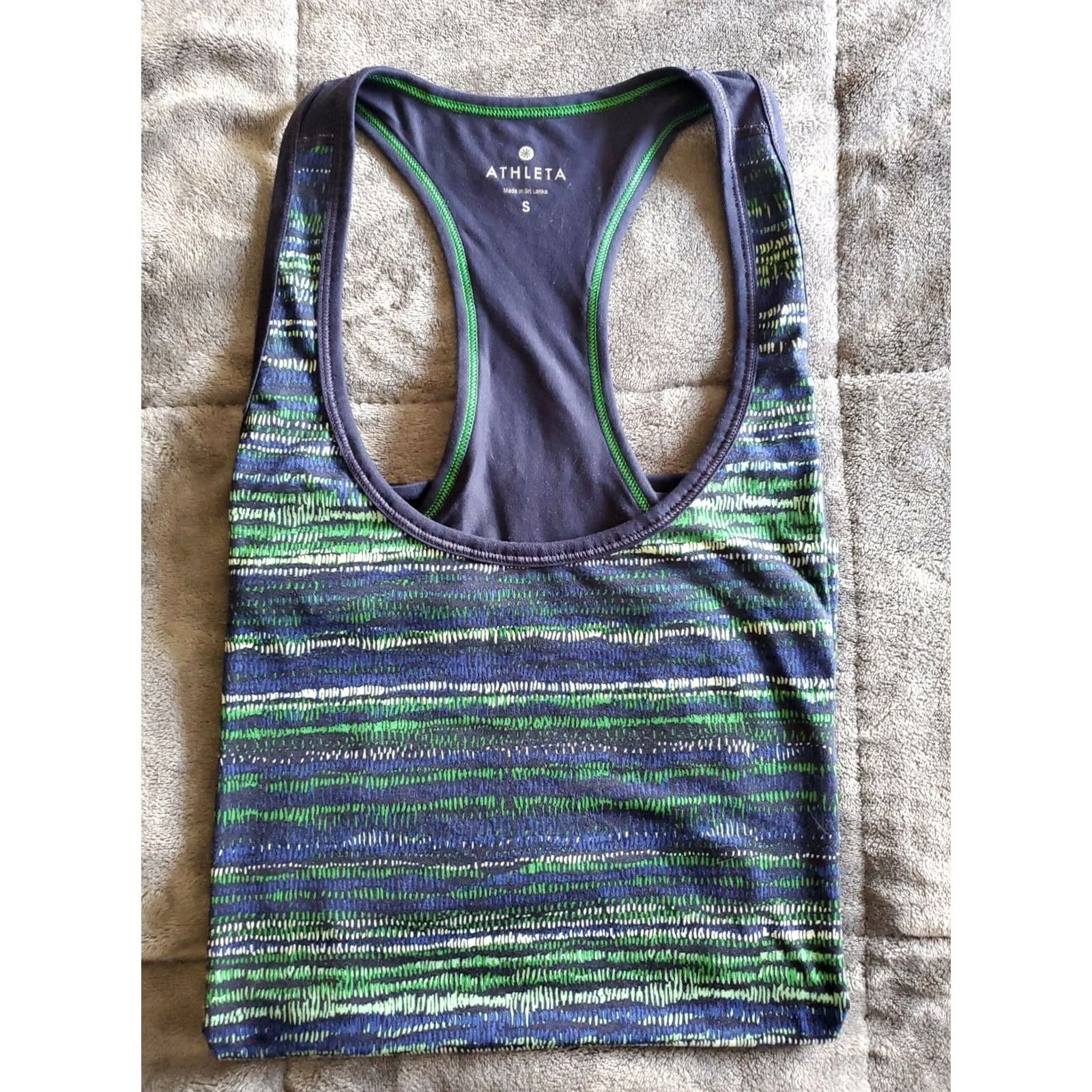 Athleta Athleta Tank Top Women’s S Multicolor Striped Front Solid Back Curved Hem Sleeveless Scoop Neck Pullover Casual Yoga Logo Relaxed Regular Fit Size S / US 4 / IT 40 - 2 Thumbnail