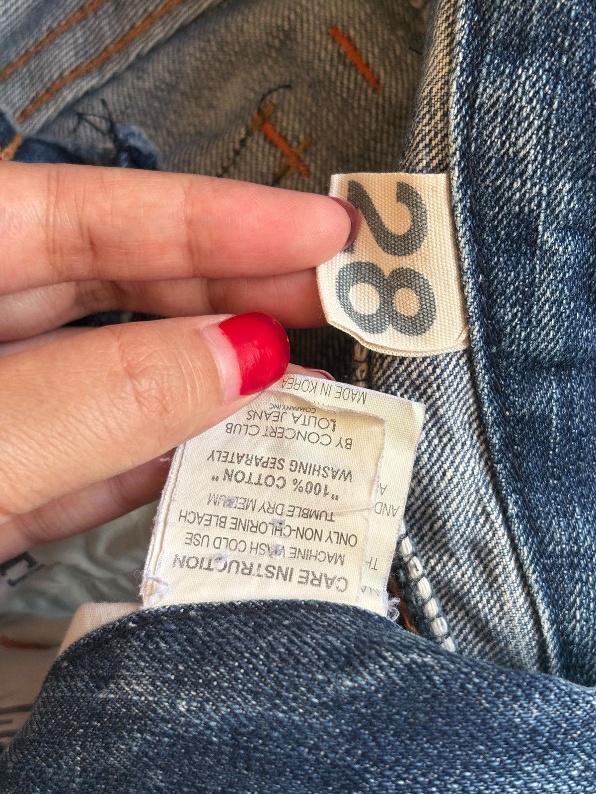 Dsquared2 Vintage Japanese Lolita Honeycomb Faded Wash Loose Jeans Size US 31 - 10 Thumbnail