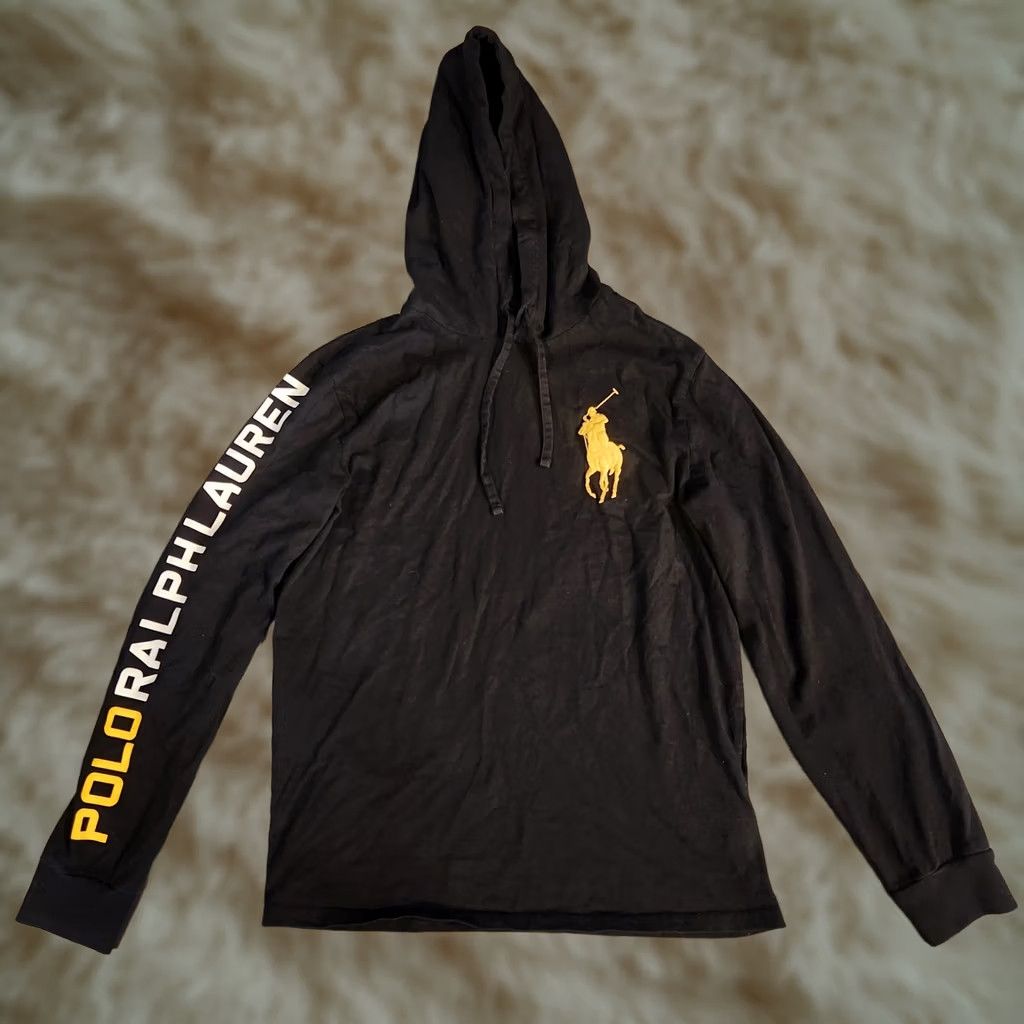 Polo Ralph Lauren Polo Ralph Lauren Hoodie Mens Small Black Big Pony Lightweight Pullover Graphic Print Hooded Sports Vintage? No Size US S / EU 44-46 / 1 - 1 Thumbnail