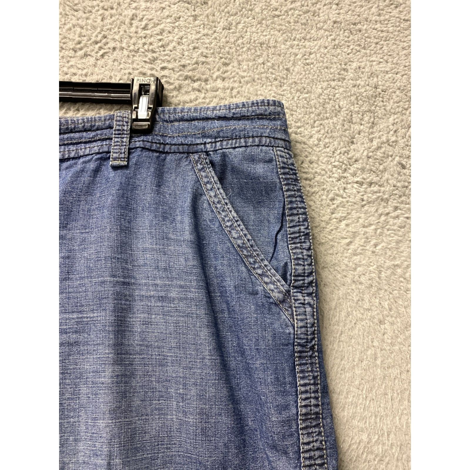 Denime VINTAGE Sonoma Women's Cargo Shorts 48 Waist 10 Inseam Blue Denim Zip Casual 70s 80s Size 42" / US 20 - 2 Thumbnail