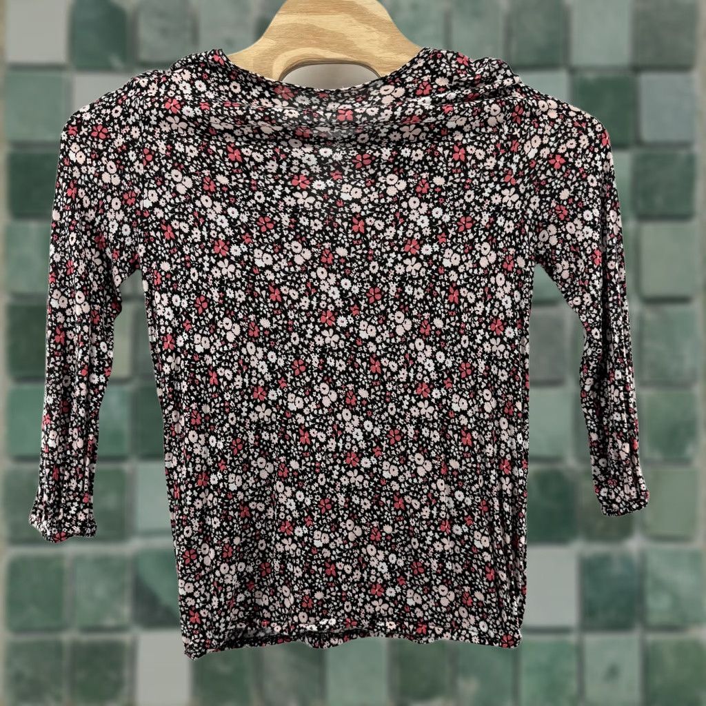 Pinko Floral Print Shirt Womens S/M Black Pink White Long Sleeve Stretch Top Casual Size S / US 4 / IT 40 - 1 Thumbnail
