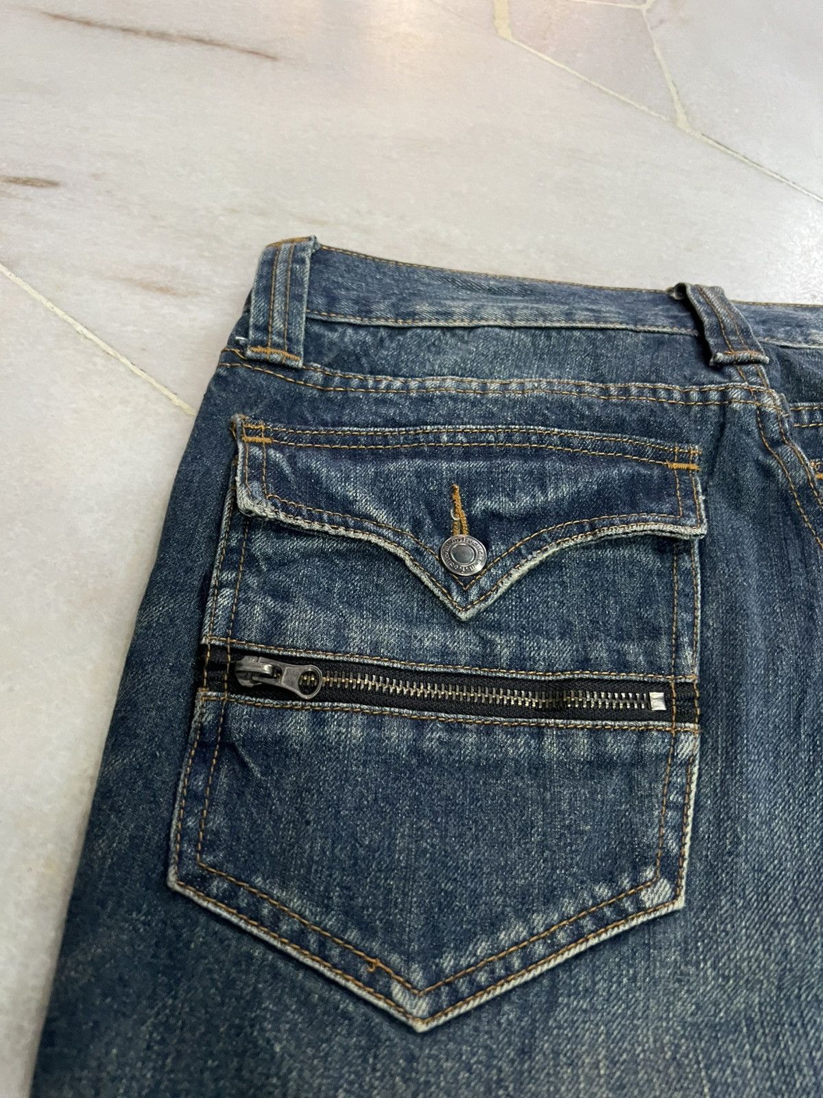 If Six Was Nine × Japanese Brand × Seditionaries 🌈90s style m.f.editorial Flare Mud Wash Jean Japan Size US 31 - 15 Thumbnail