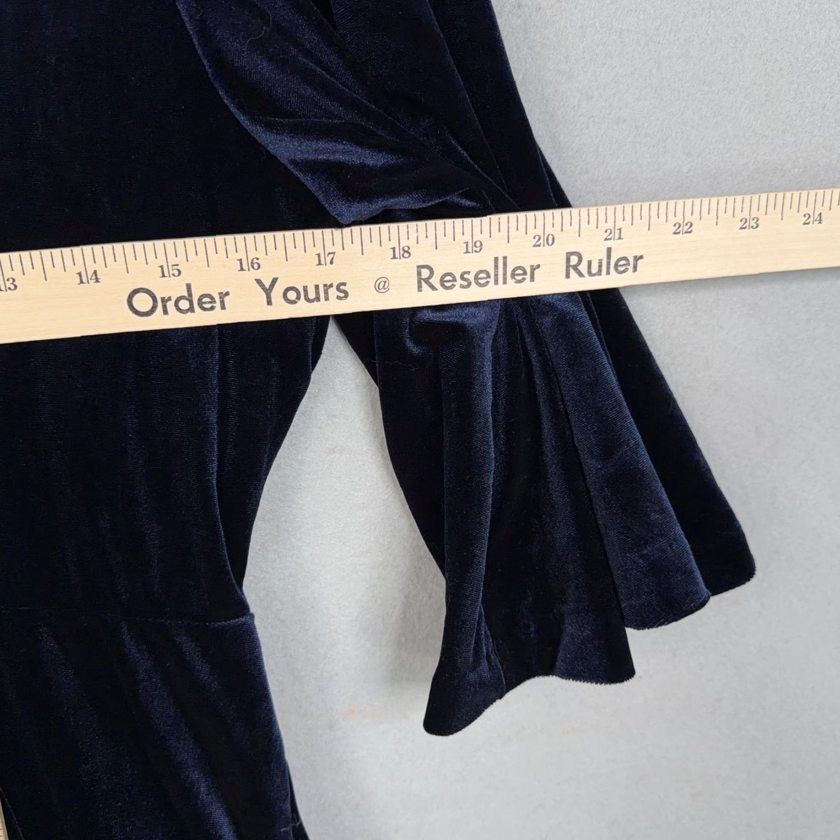 Vintage eShakti Dress Womens M Blue Velvet Maxi Bell Sleeve Formal Wedding Party Size M / US 6-8 / IT 42-44 - 7 Thumbnail