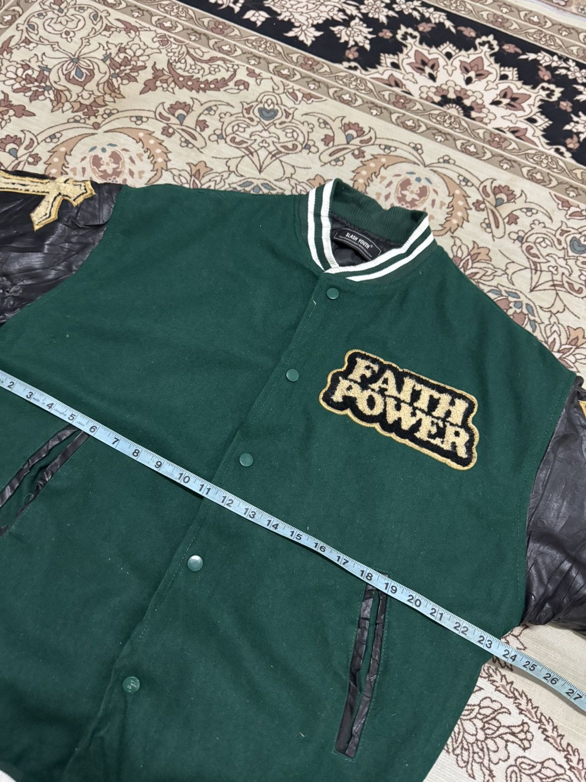 Japanese Brand SLASH YOUTH BIG LOGO CHROME VARSITY JACKET Size US M / EU 48-50 / 2 - 11 Thumbnail