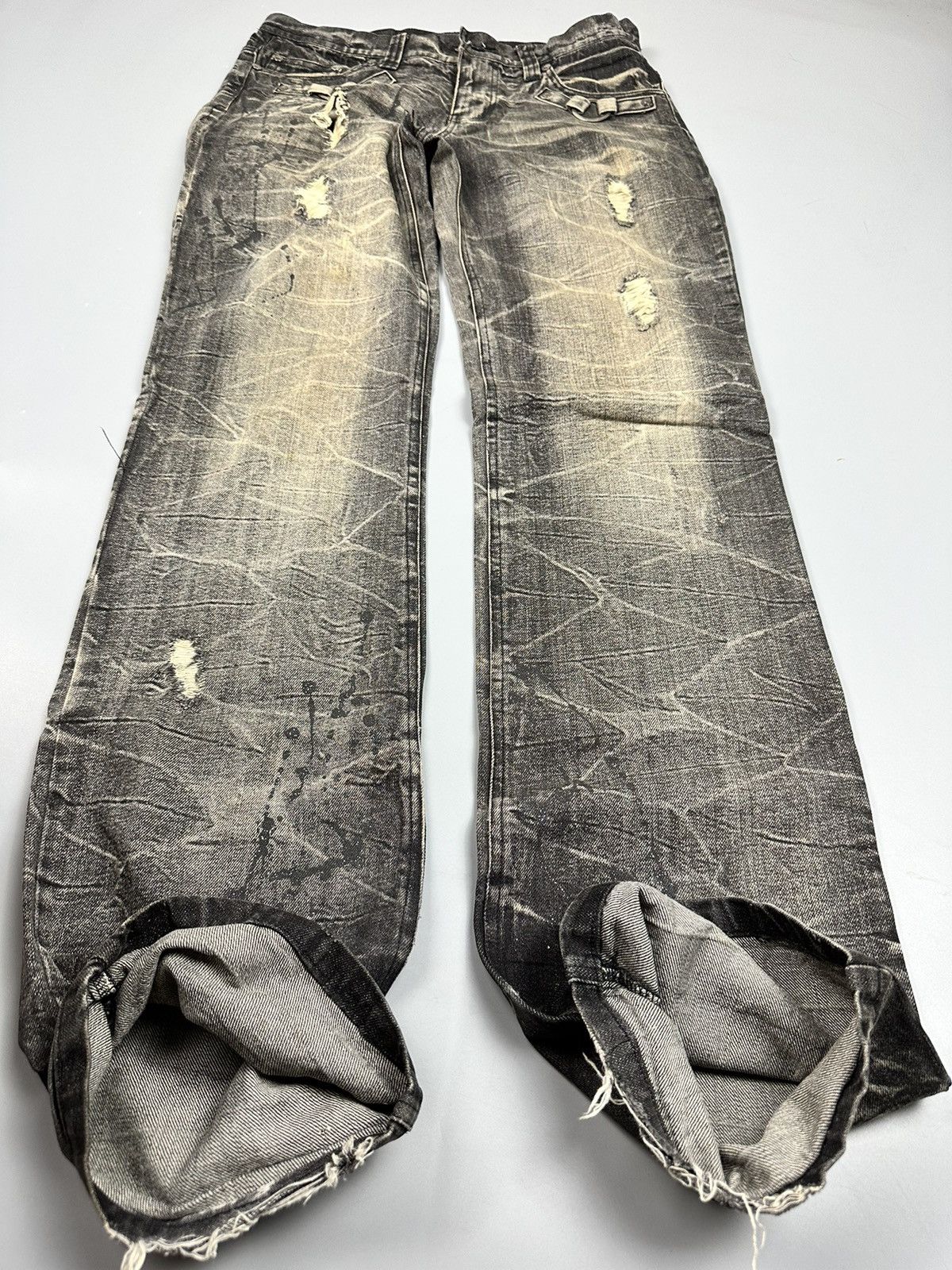 If Six Was Nine Distressed Vintage Whiskered Flared Denim Size US 32 / EU 48 - 5 Thumbnail