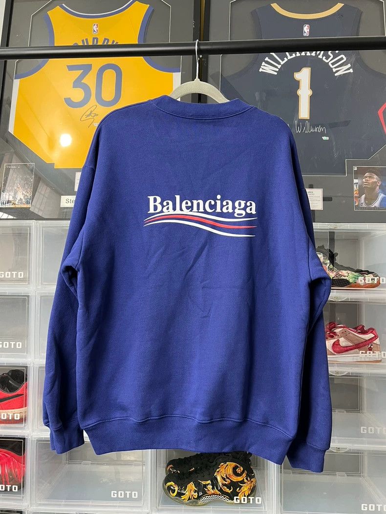 Balenciaga Balenciaga Blue classic sea wave logo sweater Size US S / EU 44-46 / 1 - 2 Thumbnail
