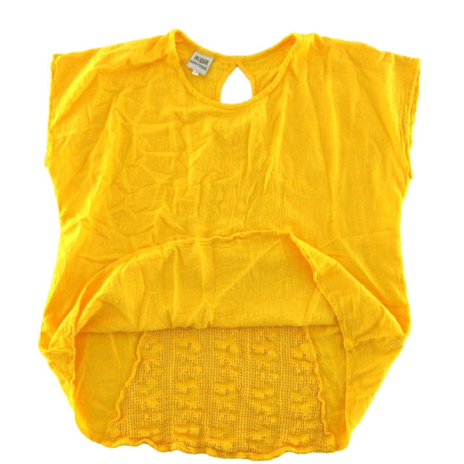 Vintage VINTAGE ACQUA Moda Casual Blouse Shirt Women's Boxy Crochet Floral 100% Cotton Yellow L-XL (Size L) Size L / US 10 / IT 46 - 4 Thumbnail