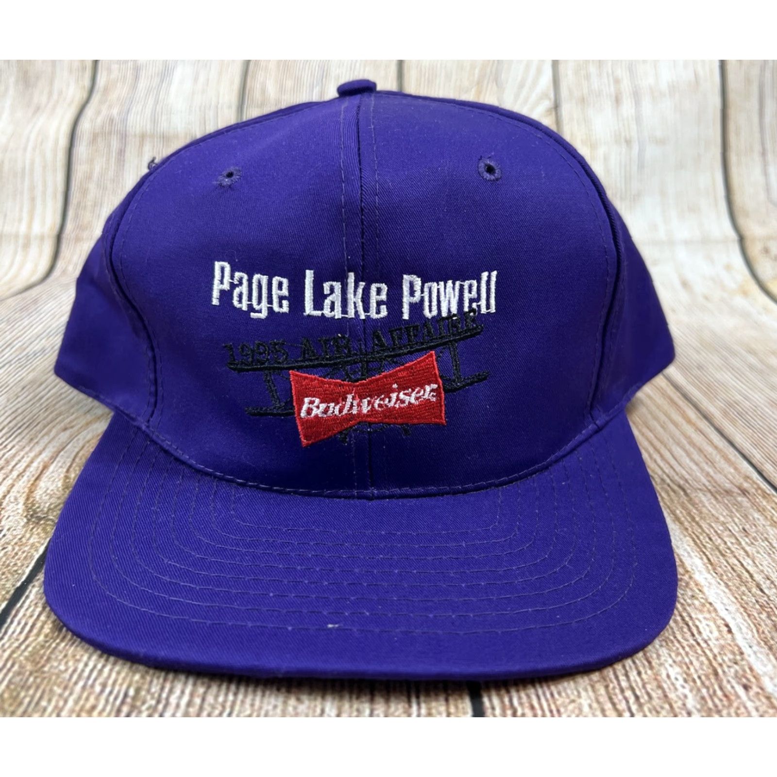 Budweiser VINTAGE Budweiser Hat 1998 Page Lake Powell Air Affaire Purple Logo Cap Snapback Adjustable Adult Mens Purple 90s Size ONE SIZE - 2 Thumbnail