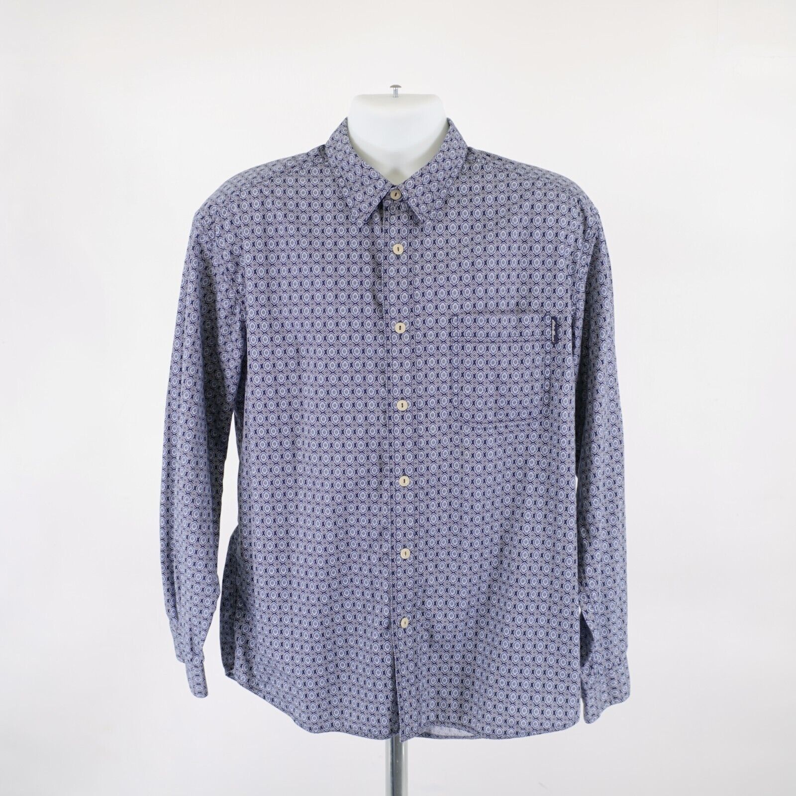 Eddie Bauer Eddie Bauer Geometric Floral Blue Large Pocket Collared Dres Size US L / EU 52-54 / 3 - 5 Thumbnail