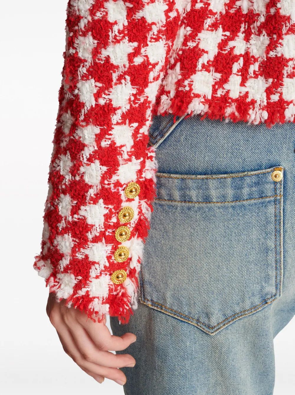 Balmain o1y0525 Jacket in Red/White Size S / US 4 / IT 40 - 4 Thumbnail