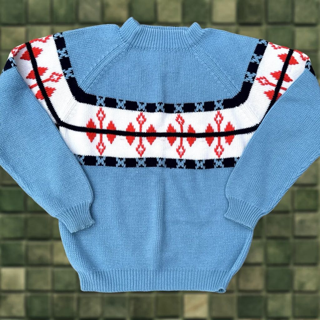 Vintage VINTAGE Nordic Ski Sweater Blue Red White Knit S Adult XS 70s 80s JCPenney Size S / US 4 / IT 40 - 1 Thumbnail