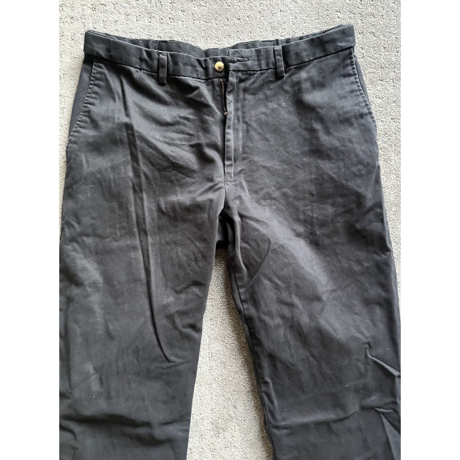 Haggar Haggar Black Solid Comfort Waist Flat Front Dress Pants 36x39 Chino Cotton Mens Size US 36 / EU 52 - 2 Thumbnail