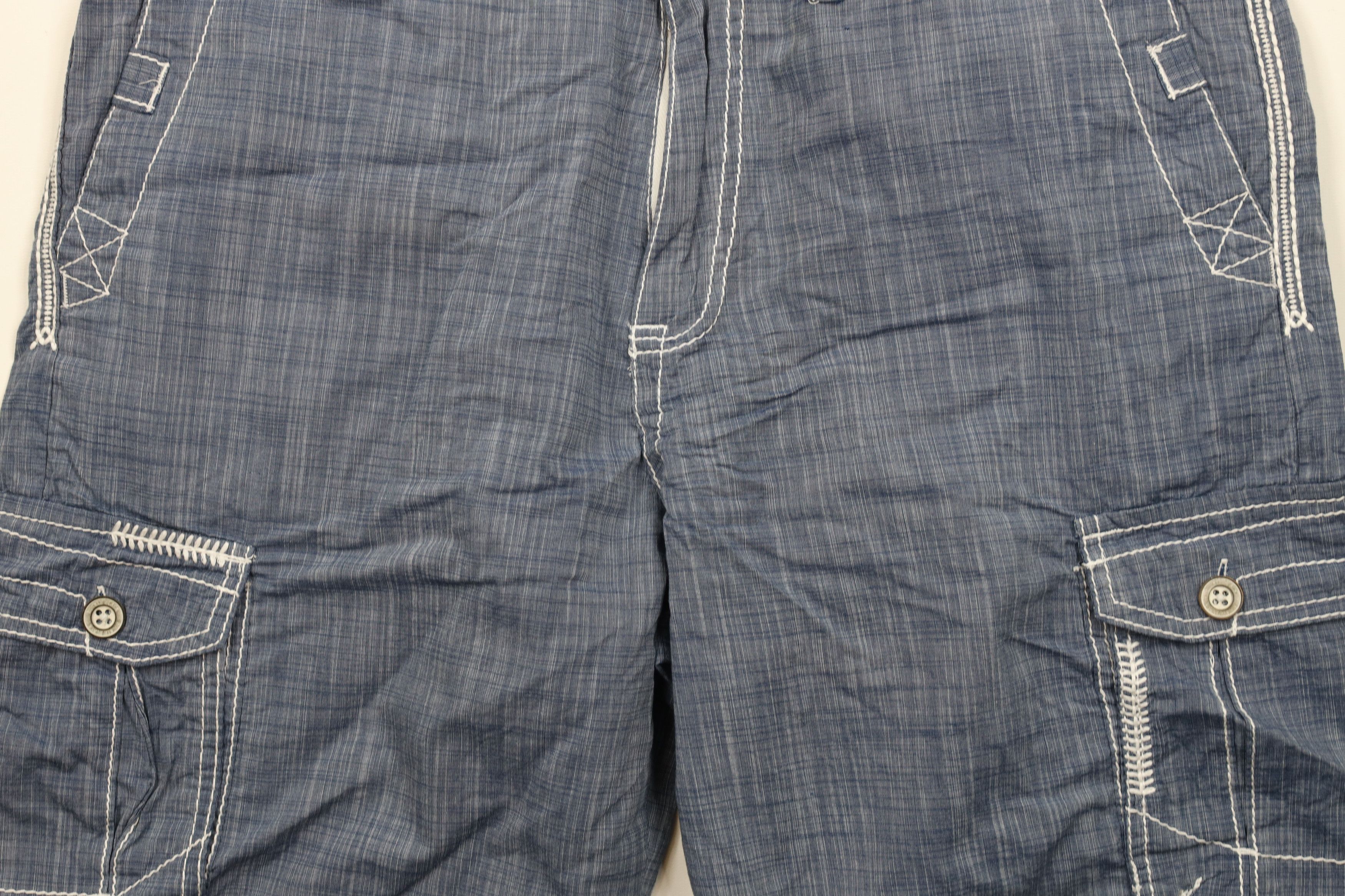 Buckle Black × Vintage Buckle Black Chambray MMA Fighting Cargo Shorts Blue Cotton Size US 34 / EU 50 - 3 Thumbnail