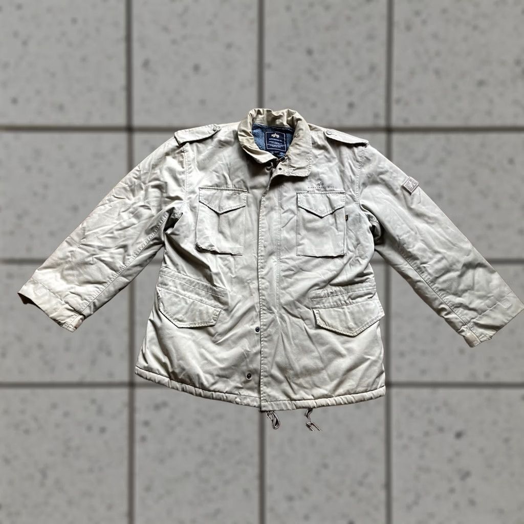 Alpha Industries Alpha Industries Jacket Mens Large Beige Military Jacket Field Coat Lined Heavy Cotton Canvas Pockets Zipper Logo Army USA Regular Size US L / EU 52-54 / 3 - 1 Thumbnail