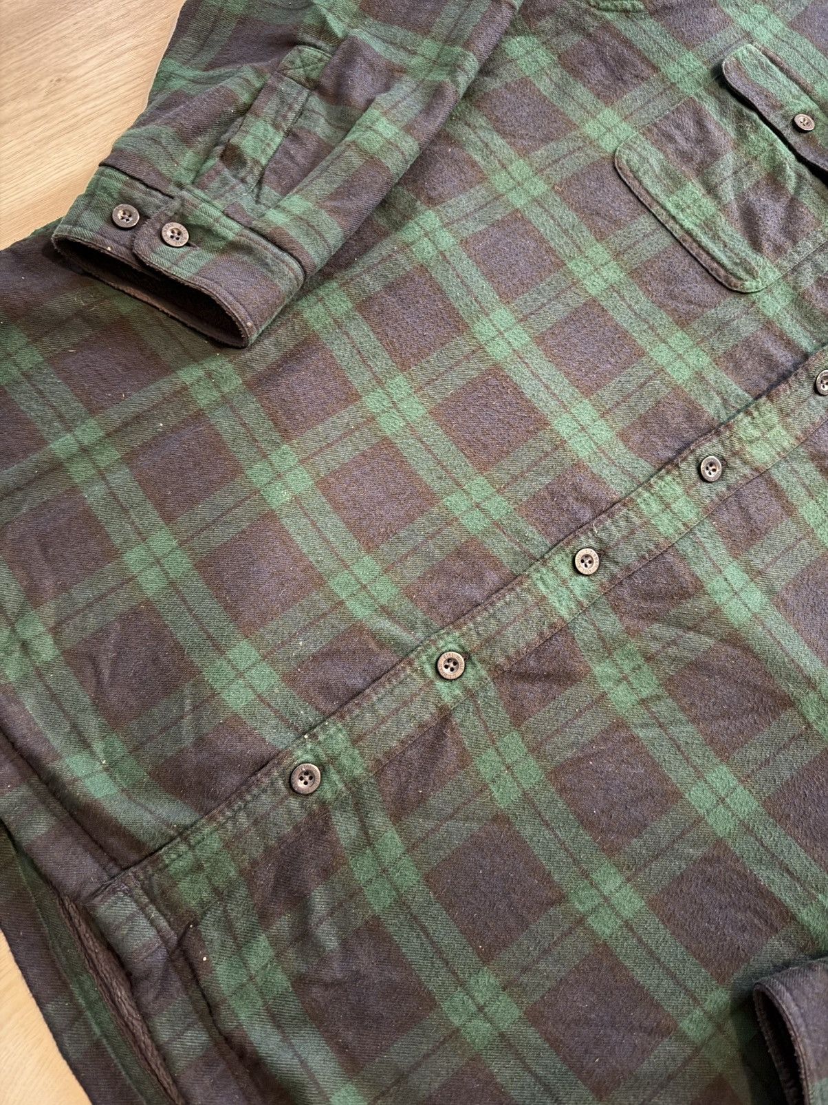 L.L. Bean LL Bean Blue / Green Plaid Flannel Fleece Lined Sz XL Tal Size US XL / EU 56 / 4 - 4 Thumbnail