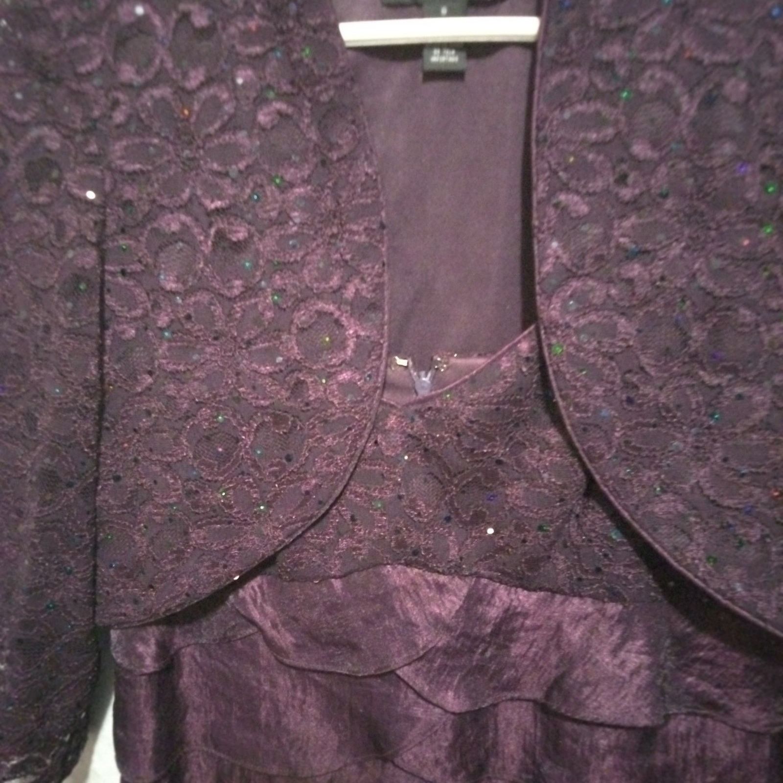 Other R&M Richards Tiered Dress Womens 8 Cocktail Sequin Lace Size M / US 6-8 / IT 42-44 - 2 Thumbnail