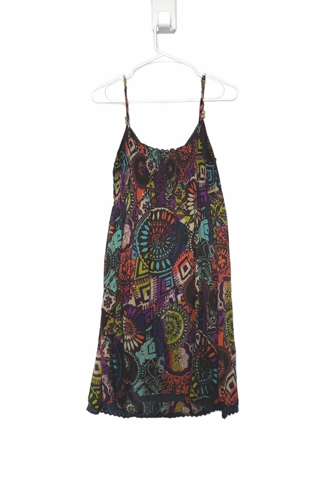 Designer Colorful Bohemian Dress Beaded Spaghetti Strap Size XL / US 12-14 / IT 48-50 - 5 Thumbnail