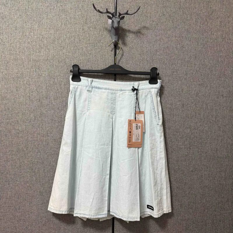 Miu Miu Miu Miu Sky Blue Cotton Embroidered Skirt 0089 Size 23" - 1 Thumbnail