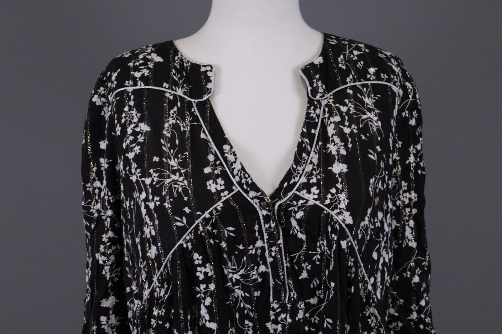 Wilkes Bashford BA&SH Frezza Noir Lady Dress Black Floral Blouson Dress Sz 2 Size XS / US 0-2 / IT 36-38 - 2 Thumbnail