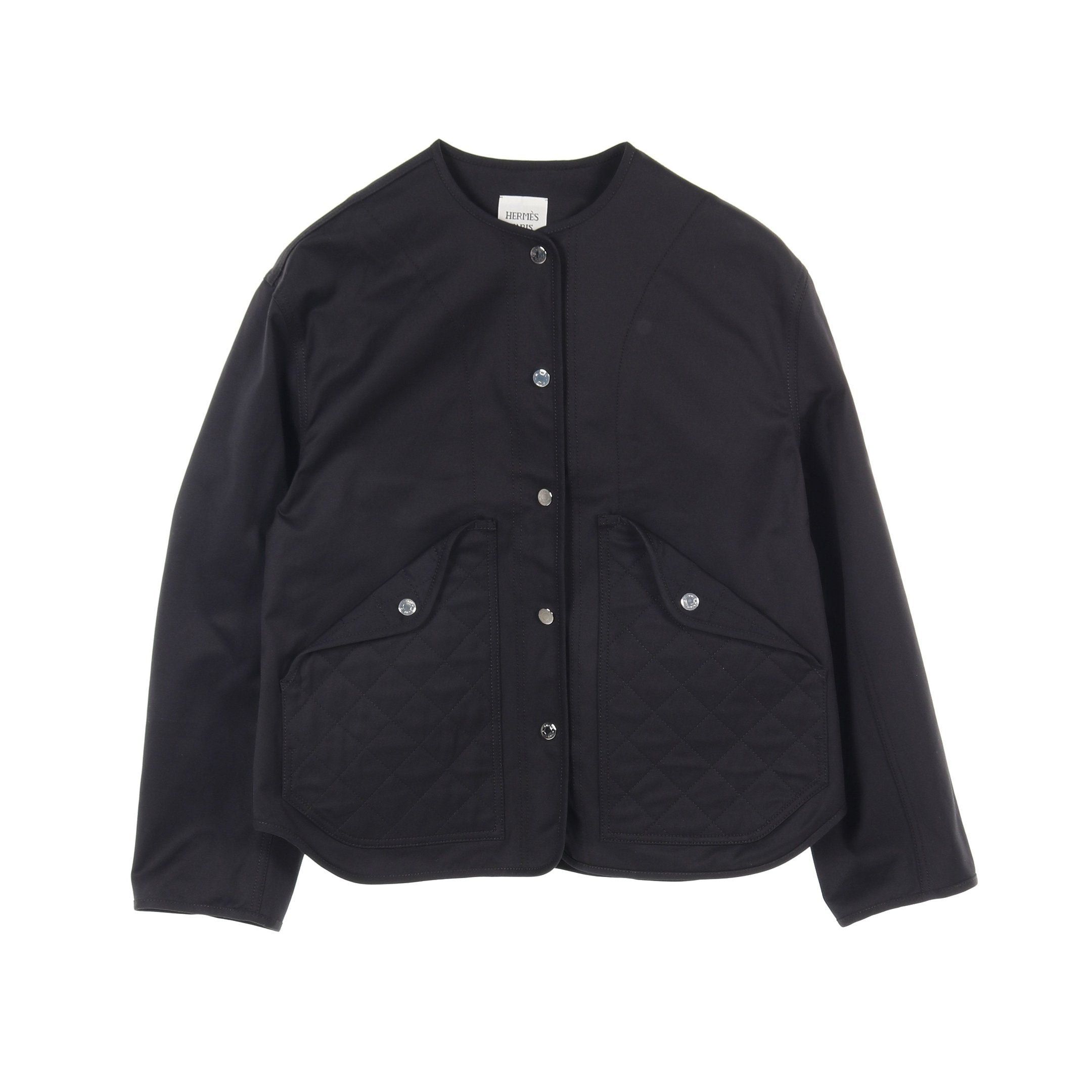 Hermes Hermes Serie Button No-Collar Jacket Cotton Black Quilting Size ONE SIZE - 1 Thumbnail
