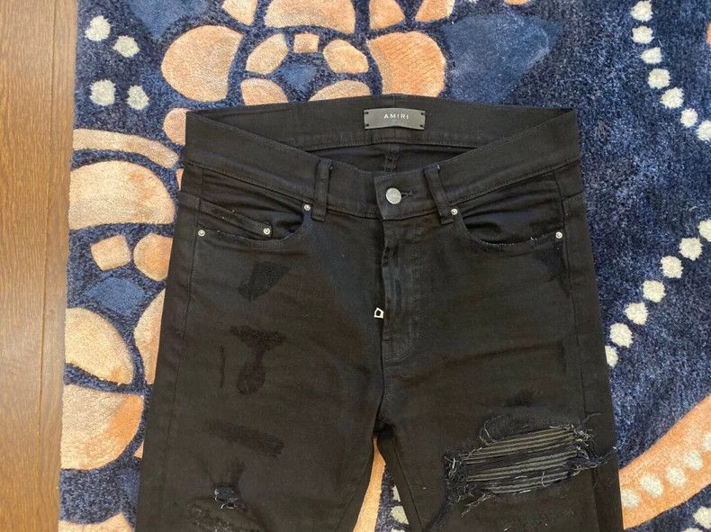 Amiri Amiri 16OG old-style mx1 patchwork leather denim pants Size US 29 - 3 Thumbnail