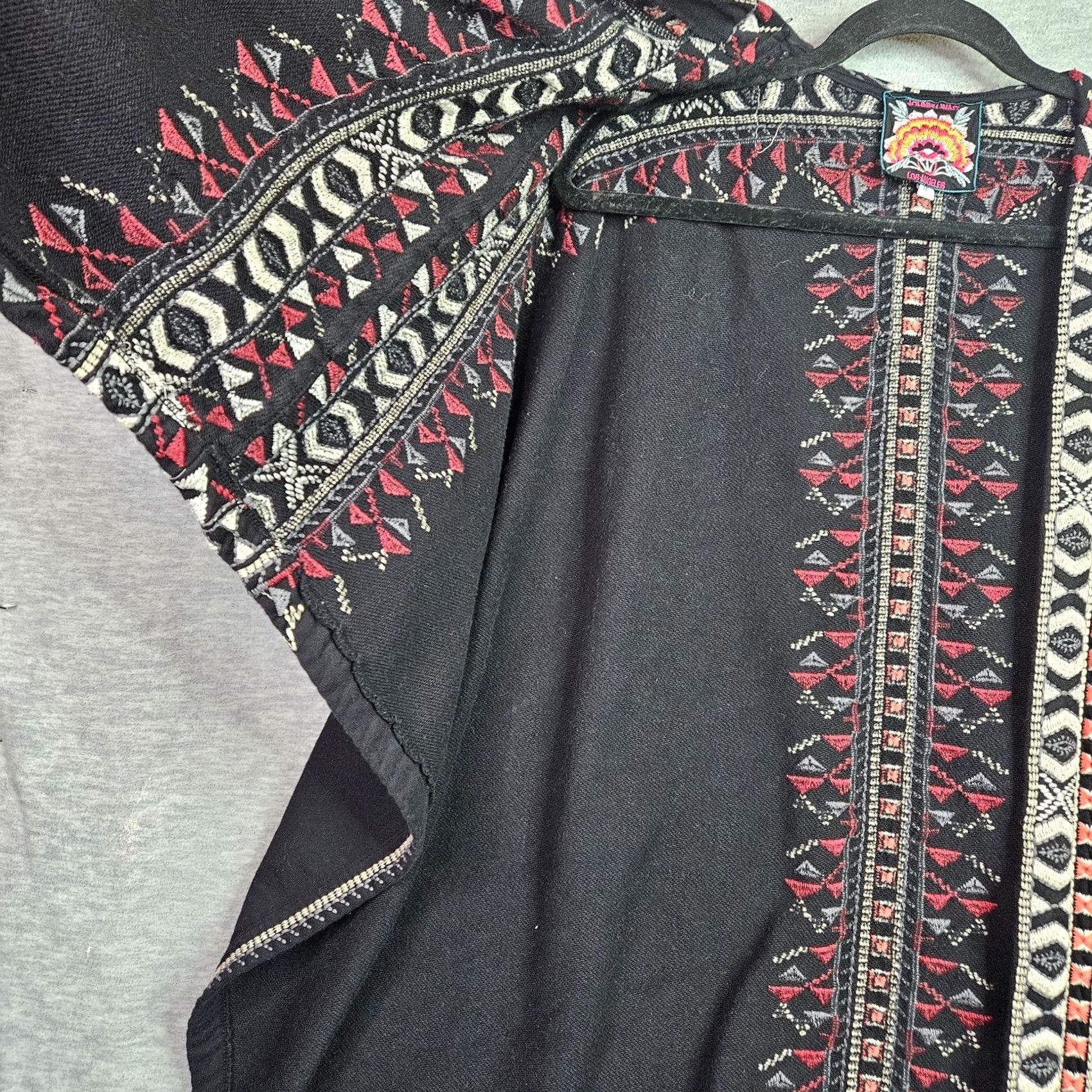 Johnny Was Johnny Was Jacket Cardigan Poncho Open Front Embroidered Boho Black 1X Women's Knit Lightweight Cotton/Lining Polyester Vintage: No Size XL / US 12-14 / IT 48-50 - 5 Thumbnail