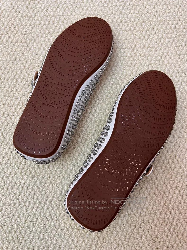 Alaia Alaia White Crystal Accented Ballet Dance Shoes Flat Shoes Size US 5.5 / IT 35.5 - 4 Thumbnail