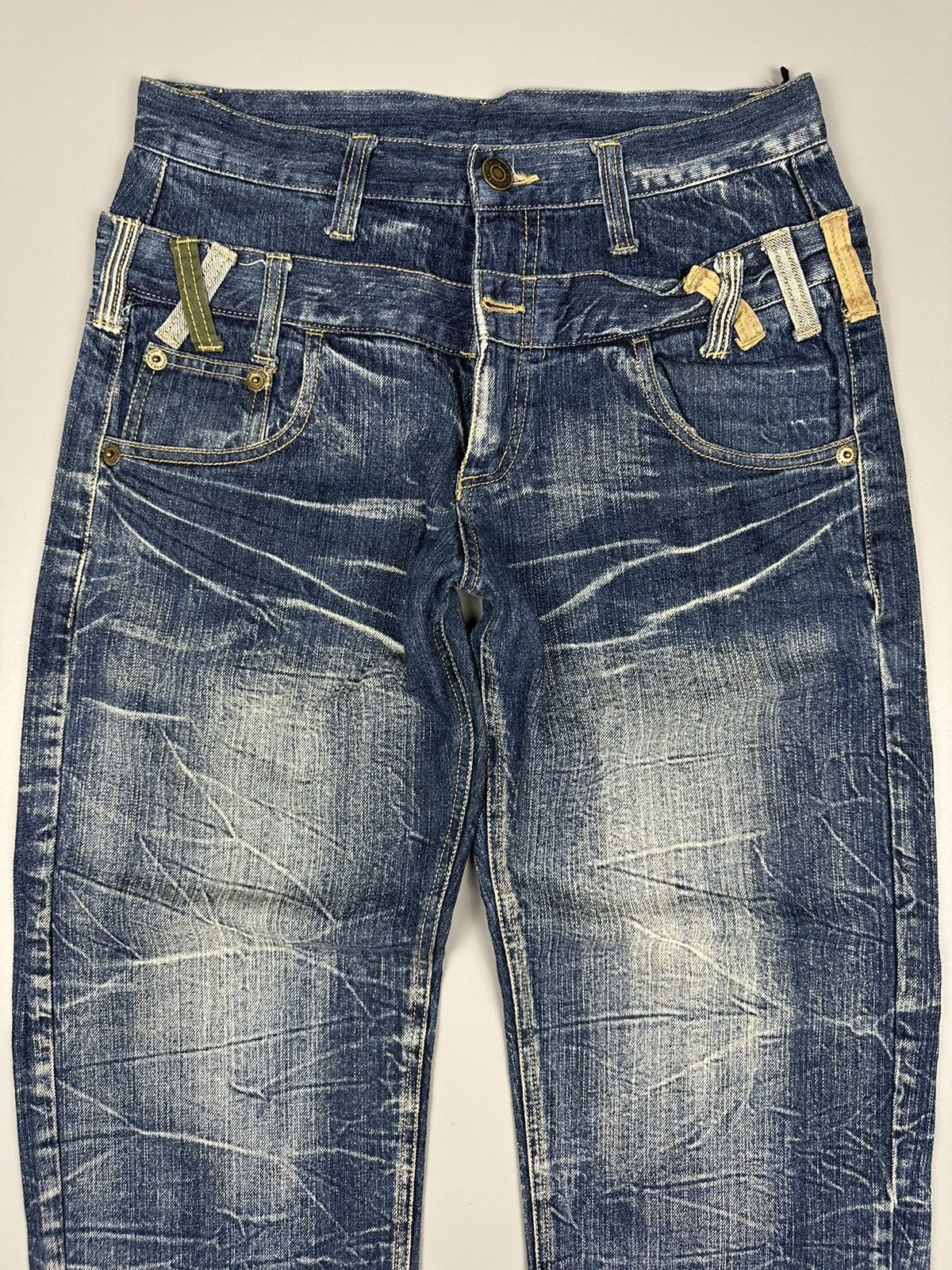 If Six Was Nine × Le Grande Bleu (L.G.B.) Japanese Double Waist Whiskered Denim Size US 31 - 3 Thumbnail