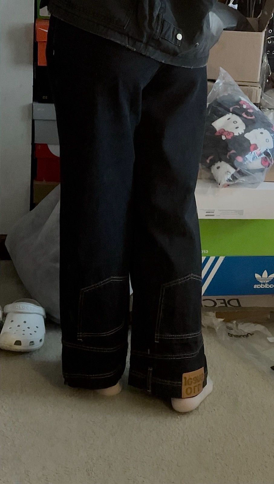 Japanese Brand Wide-Leg Denim with Belt Stitch Hem & Branded Pocket Size US 28 / EU 44 - 2 Thumbnail