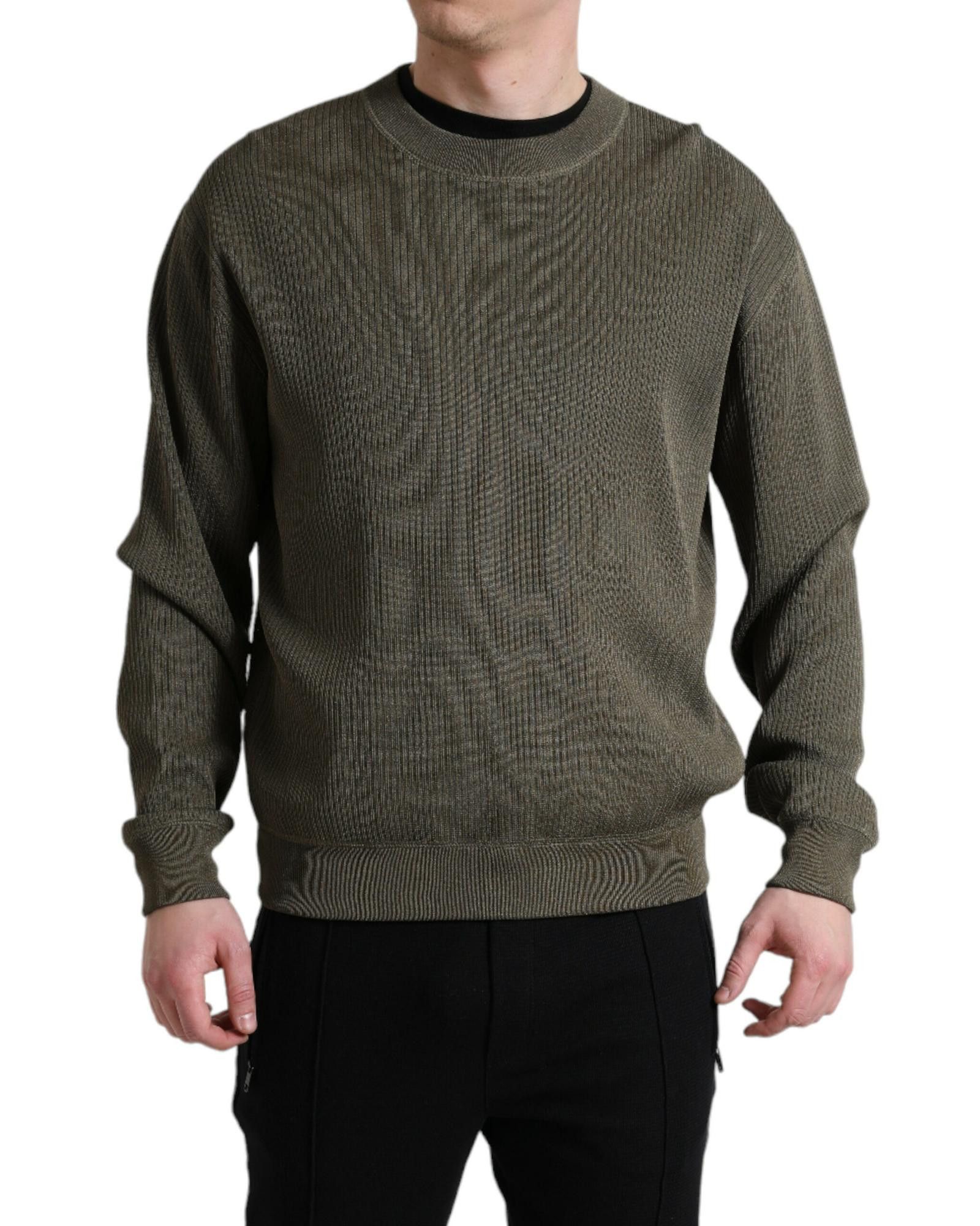 image of Dolce Gabbana Crew Neck Viscose Pullover Sweater in Green, Men's (Size Medium)