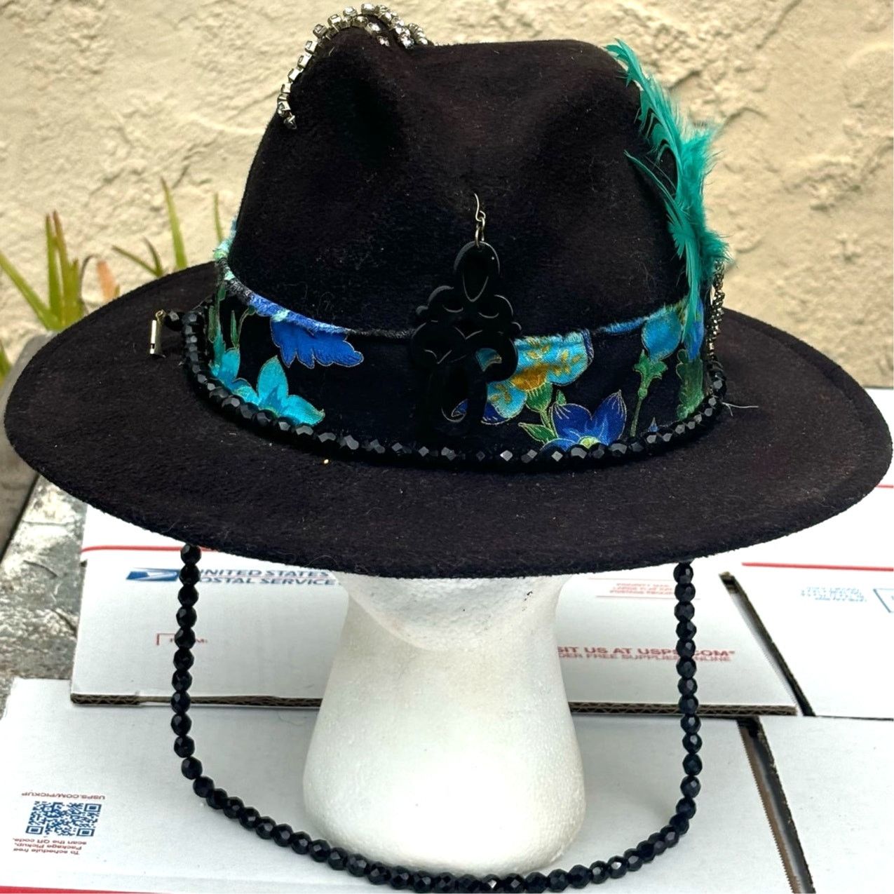 Other Black & Blue Feather Fedora Hat Size ONE SIZE - 1 Thumbnail