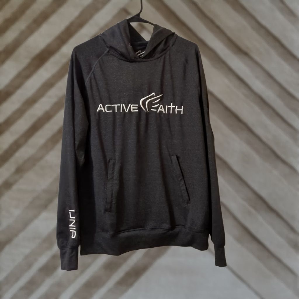 Vintage Active Faith - In Jesus Name Hoodie Sweatshirt Active Wear Hoodie Mens M Gray Nike-style? Size US M / EU 48-50 / 2 - 1 Thumbnail