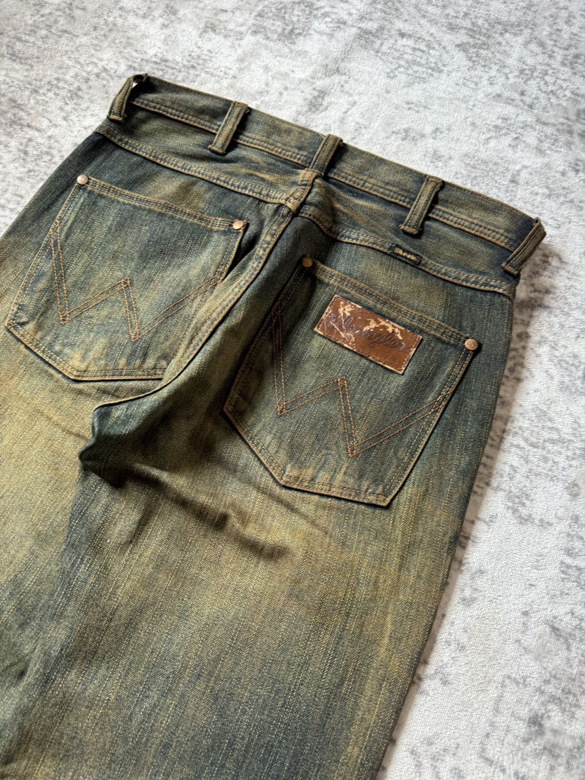 If Six Was Nine 2000s Wrangler Heavy Mud Wash Straight Loose Jeans Size US 30 / EU 46 - 13 Thumbnail