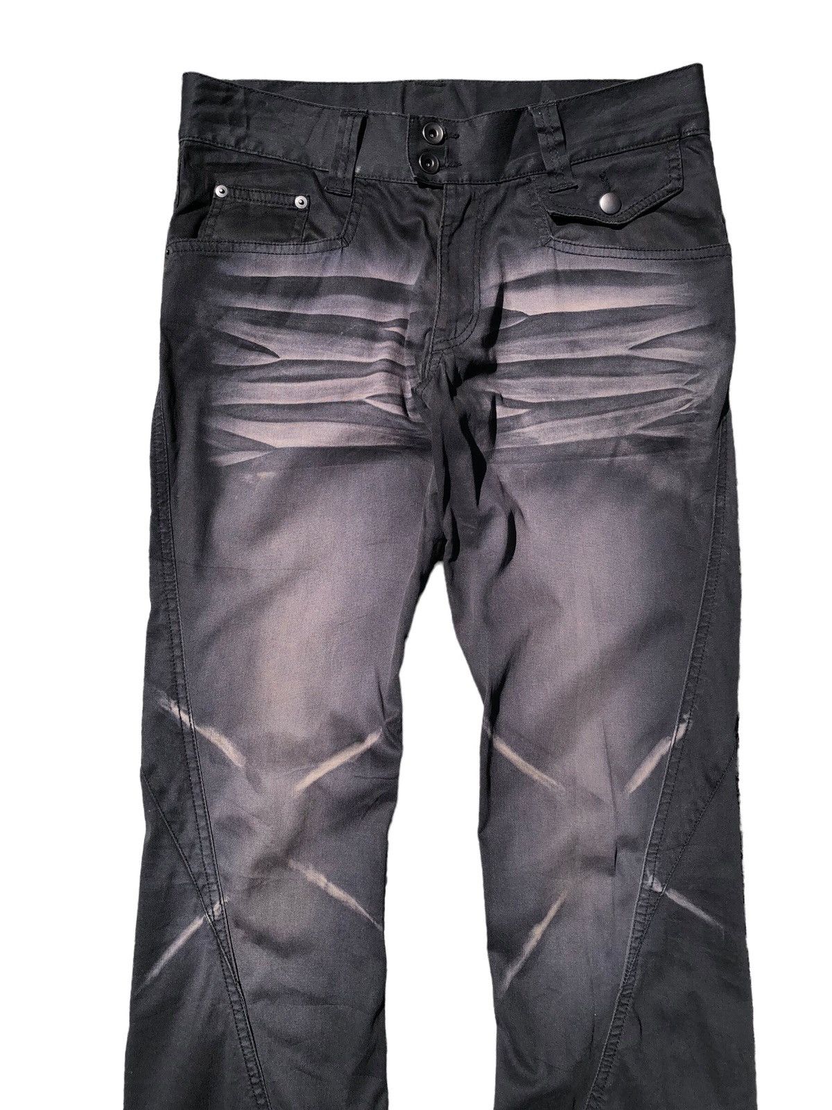 Japanese Brand Michel Klein acid wash spiral cut flare pants Size US 33 - 3 Thumbnail