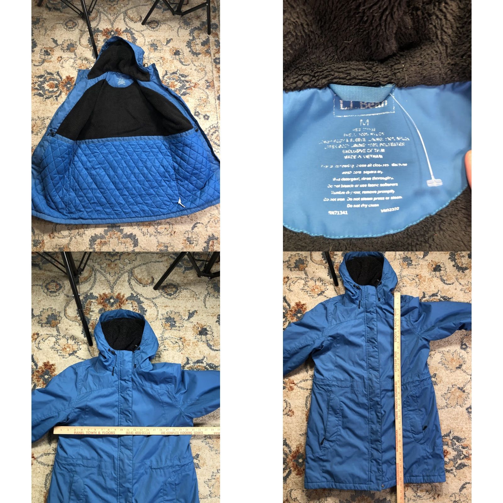 Vintage LL Bean Coat Womens Medium Blue Hooded Fleece Lined Quilted Insulated Parka Size M / US 6-8 / IT 42-44 - 8 Thumbnail