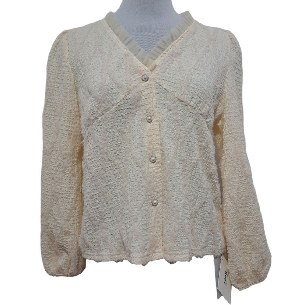 Other J. ING Korean Style Lace Trim V Neck Button Front Blouse Sma Size M / US 6-8 / IT 42-44 - 2 Thumbnail