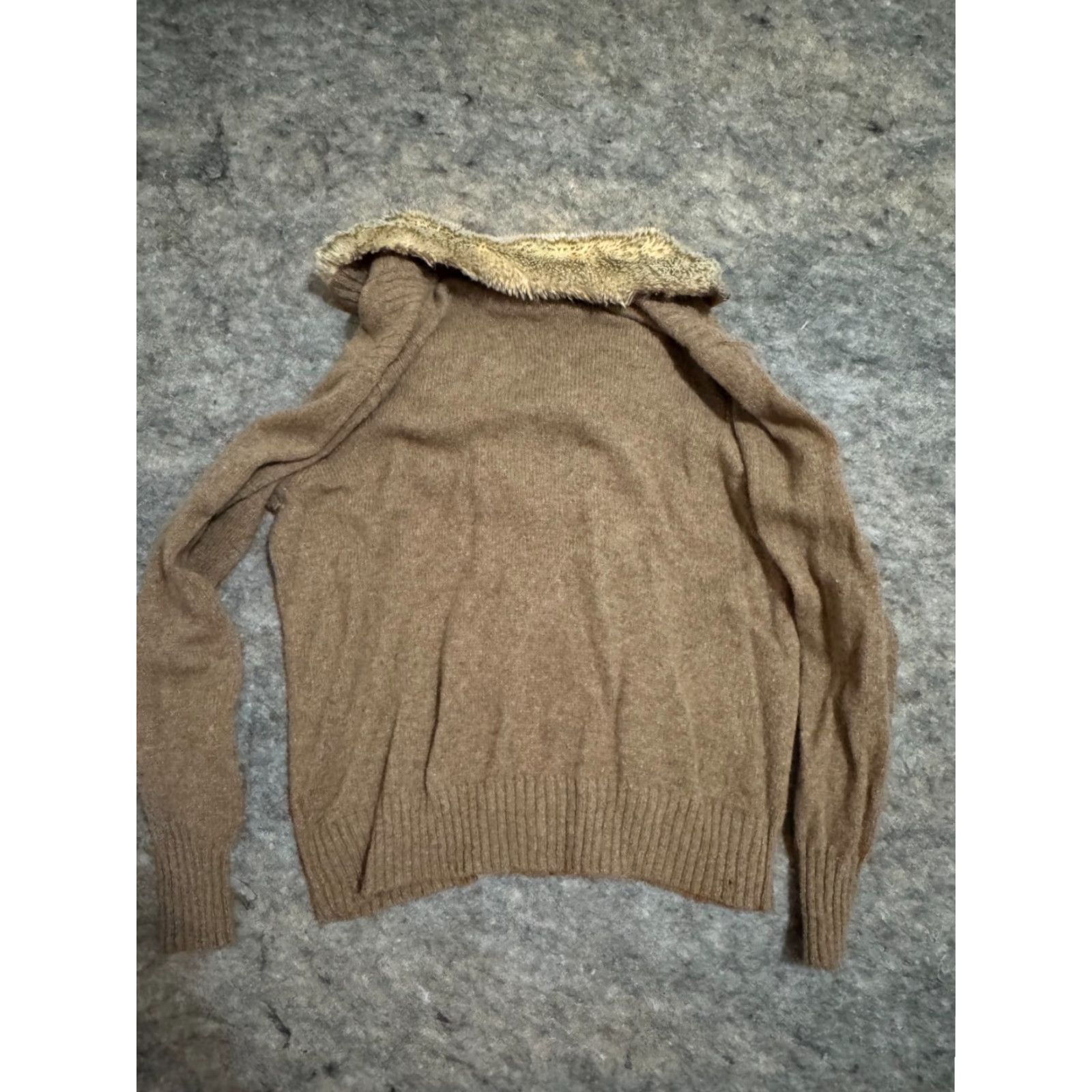 Eddie Bauer Eddie Bauer Women's XL Wool Alpaca Full Zip Sweater Jacket Fur Trim Mock Neck Brown Solid Size XL / US 12-14 / IT 48-50 - 5 Thumbnail