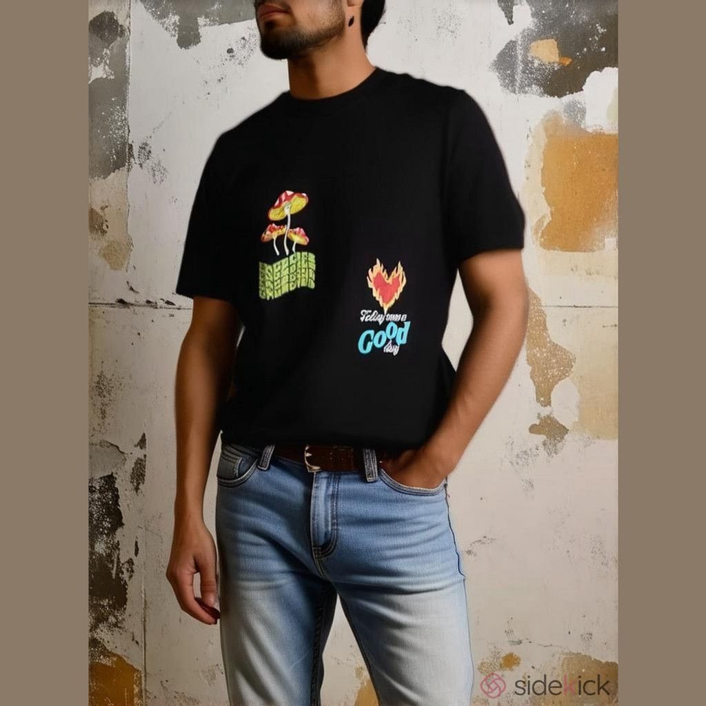 Boohoo Bohoo Man black Mushroom Tee Size Medium Size US M / EU 48-50 / 2 - 1 Thumbnail