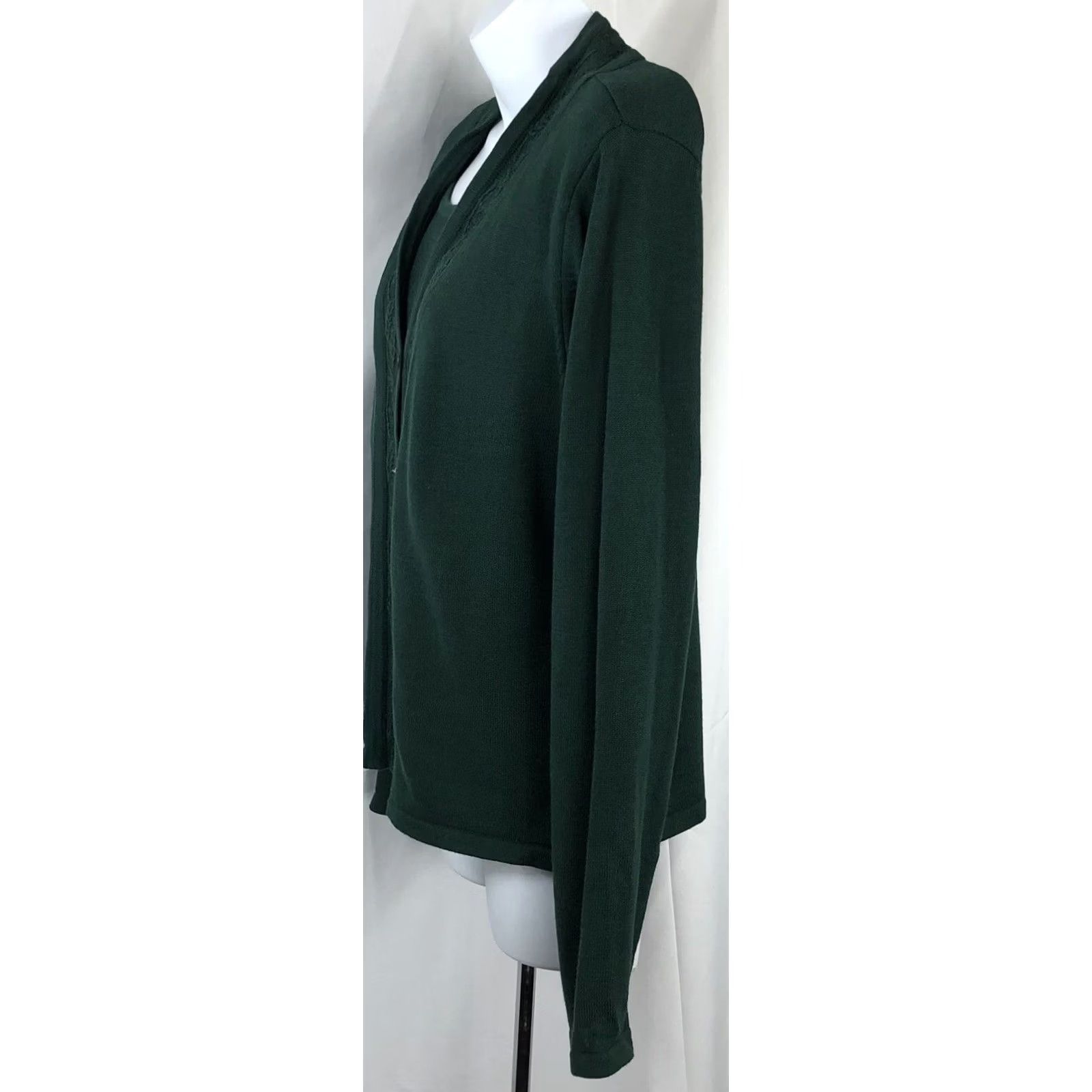 Vintage Karen Scott Sweater Womens PL Green NWT Cardigan Top Combo Crochet LongSleeve cottage Size L / US 10 / IT 46 - 2 Thumbnail